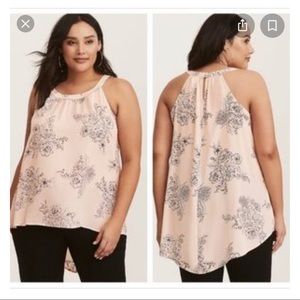 Torrid Georgette Hi Lo Floral High Neck Top Size 3